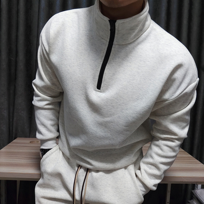 男士立领半拉链加绒卫衣