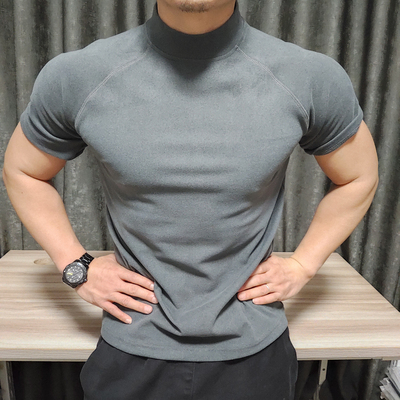 男士时尚高领美式运动T恤