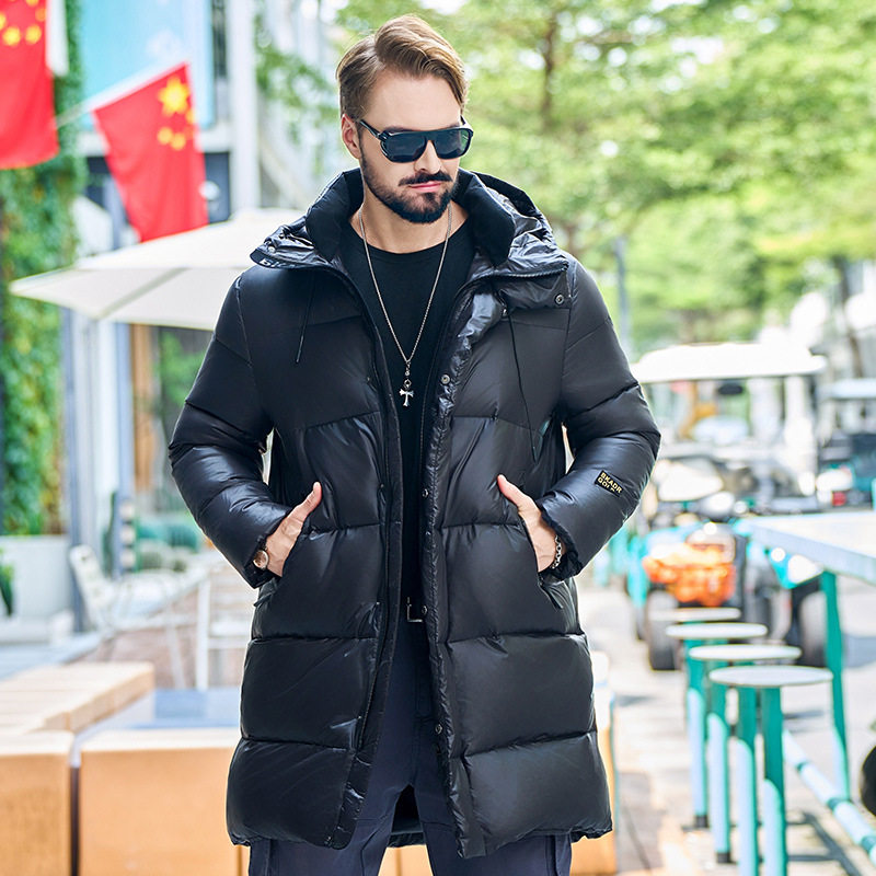 黑金羽绒服男款白鸭绒冬季加肥加大码加厚保暖中长款东北防寒外套