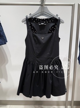 UR UX女装2025秋季新款时尚气质减龄金属装饰修身黑色短款连衣裙