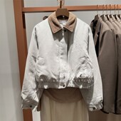 UX女装 2025秋季 新款 时尚 百搭休闲撞色翻领动物刺绣外套