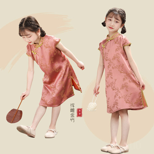 儿童新款旗袍夏改良中国风汉服女童新中式礼服小众气质复古连衣裙