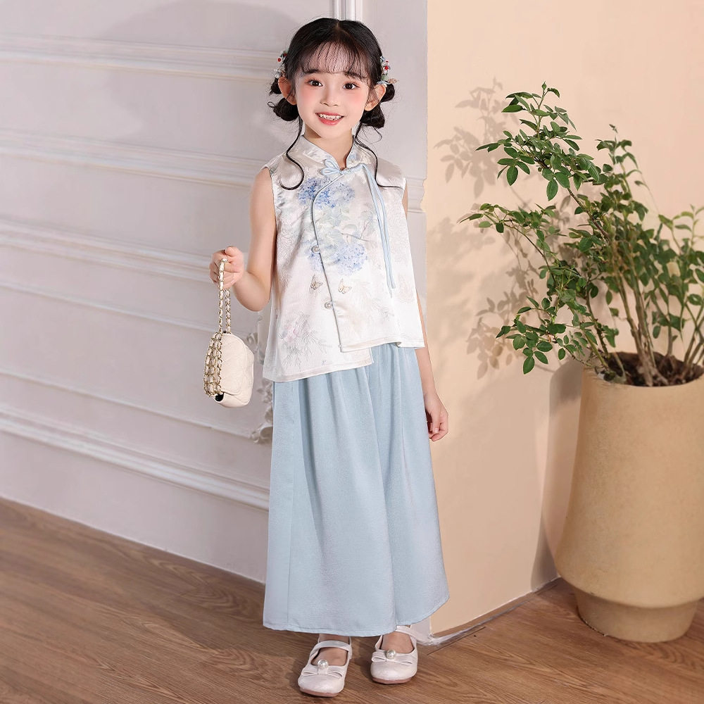 女童唐装套装2026夏季新款儿童旗袍新中式民国风汉服套装薄款优雅