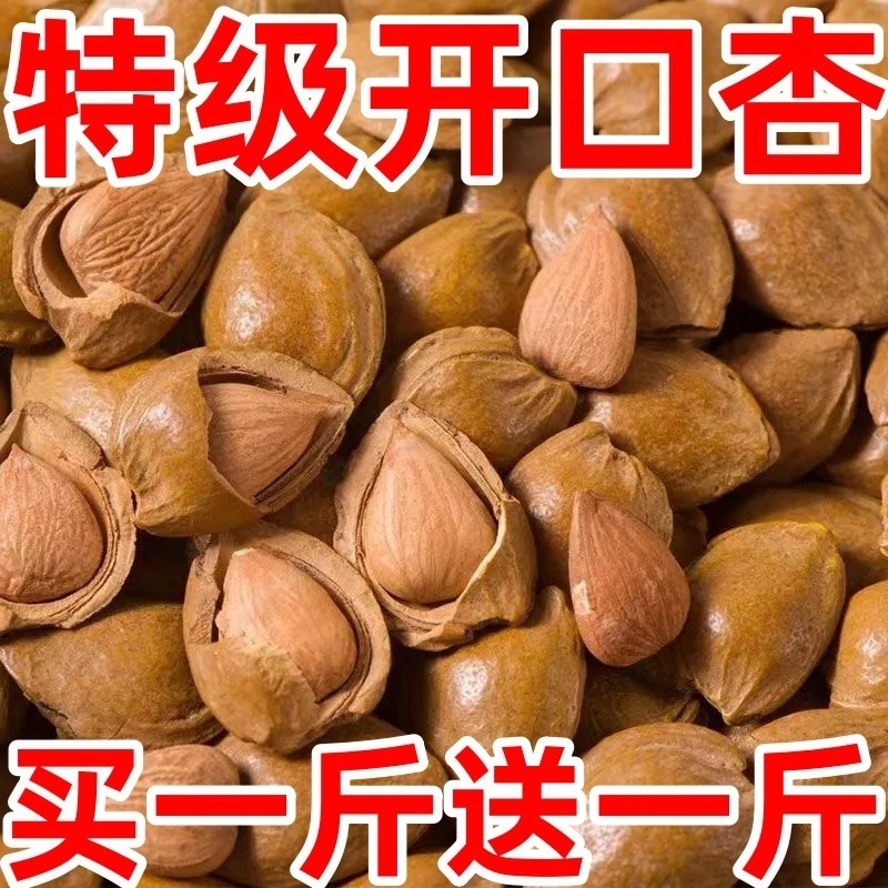 新疆特产杏核开口小银杏500g坚果杏仁开口杏原味零食五香干果新货