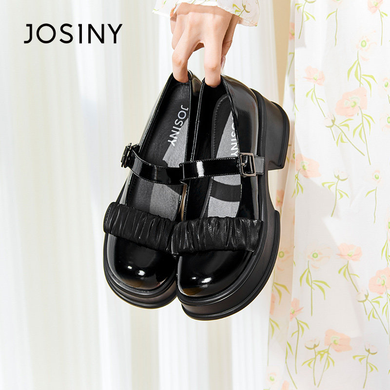 josiny玛丽珍女鞋2023新款春季单鞋厚底松糕乐福鞋女英伦风小皮鞋