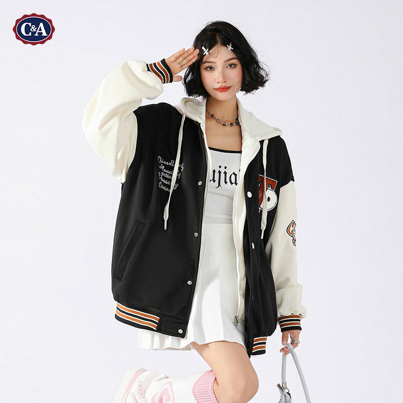 C&A假两件棒球服男女2023年秋季新款美式复古夹克外套.CA03SF5818怎么样,好用不?