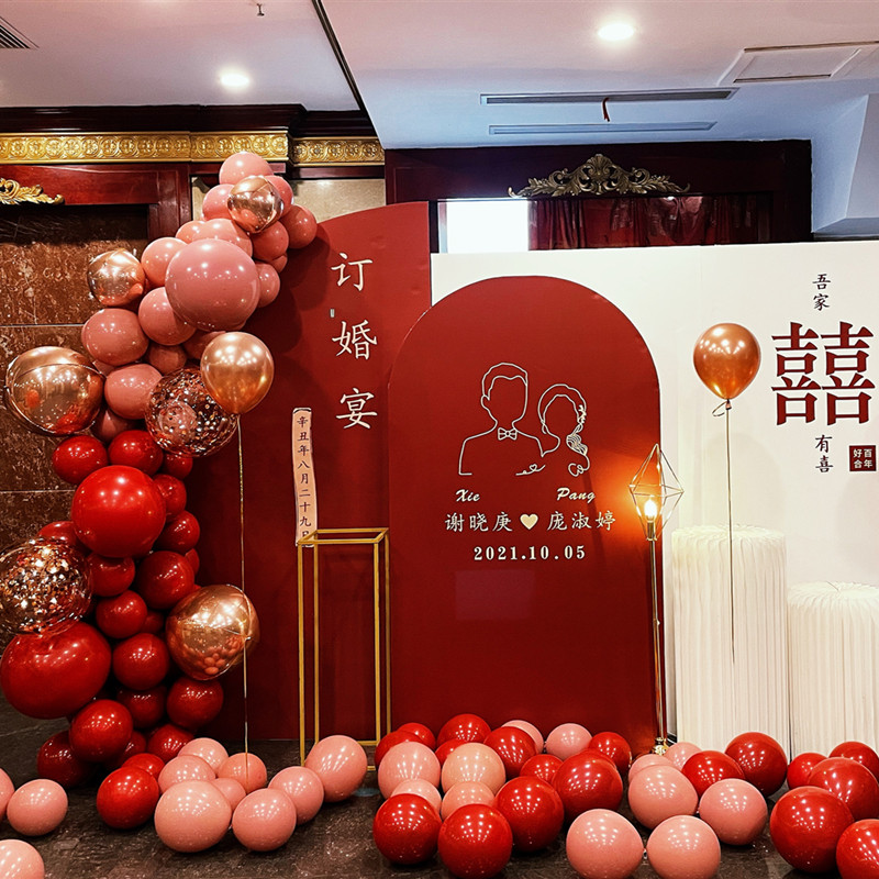 商丘同城气球装饰结婚礼场景布置订婚宴结酒店背景墙气球上门布置