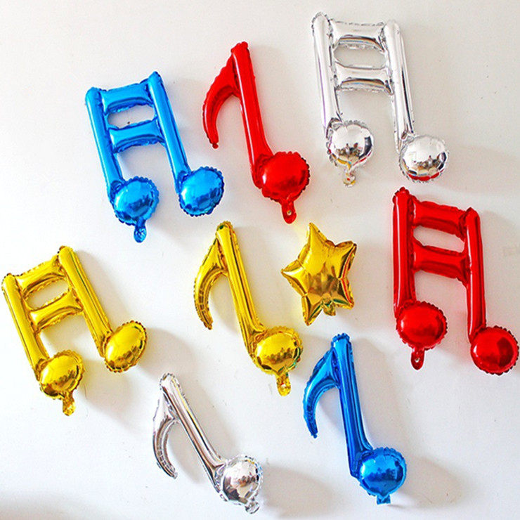 音乐符号造型气球 双音符单音符铝膜气球儿童生日幼儿园学校装饰