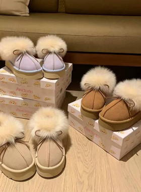 冬季厚底增高狐狸毛防滑雪地靴女