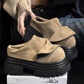 子女2025新款 爆款 松糕厚底半拖鞋 鞋 女复古百搭小个子增高勃肯拖鞋