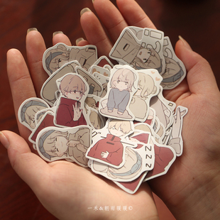 一禾 ins少女心手账贴纸爱情可爱卡通情侣人物小日常恋爱手帐贴纸