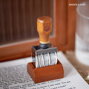 朝雨 饰 复古木质日期印章可调数字滚轮时间创意日记手帐diy打卡装