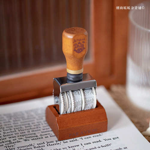 复古木质滚轮日期印章可调时间