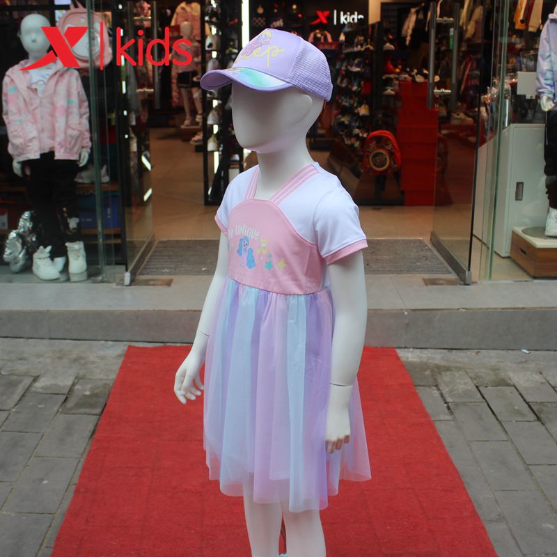 特步女童短袖连衣裙休闲图片