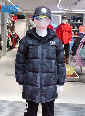 特步儿童2025冬男童中长防水羽绒服连帽防寒保暖外套6754251A4348