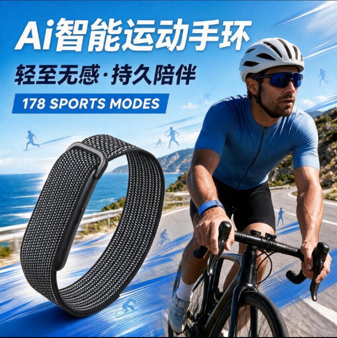 超轻无屏长续航心率血氧手环