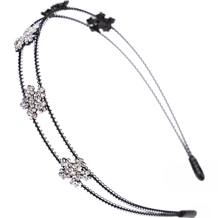 奢仕韩国水钻波浪形防滑发箍成人韩版宽边头箍合金复古盘发卡饰品