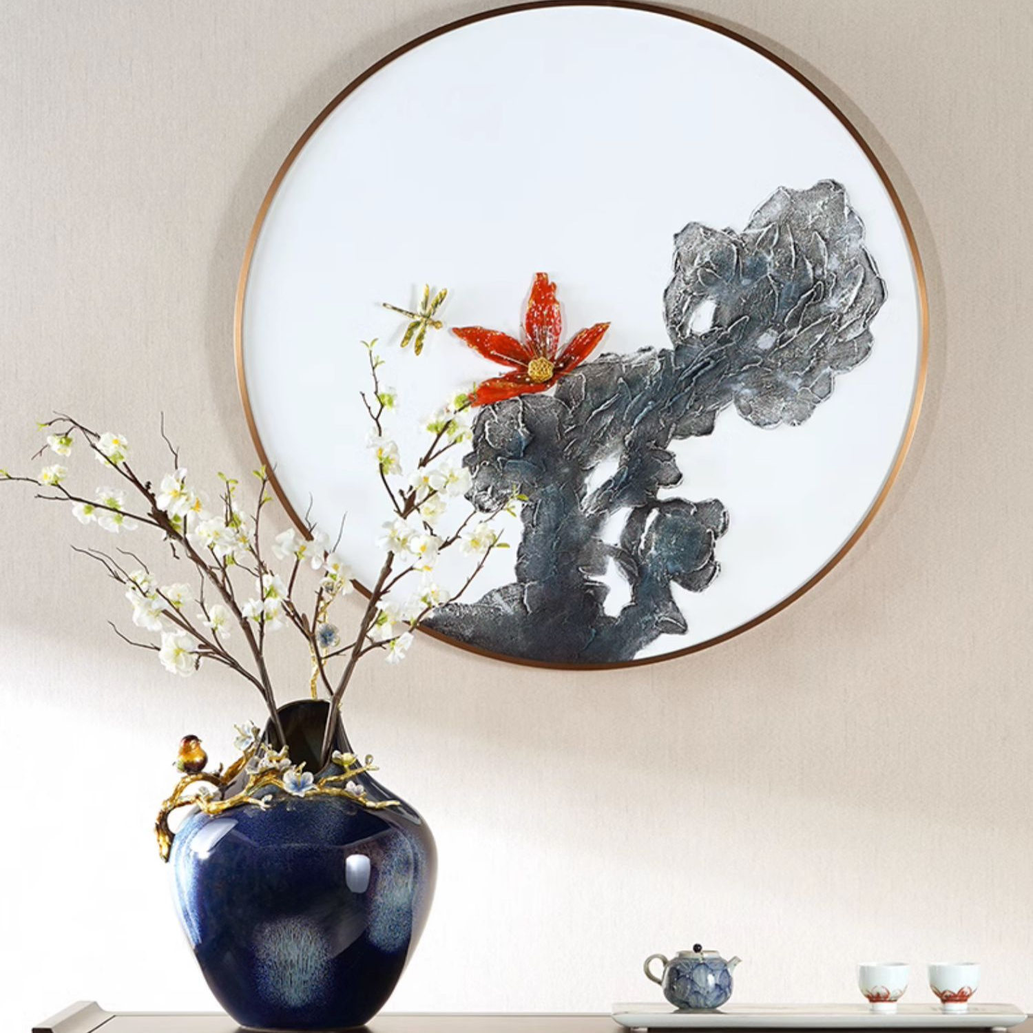 《荷塘月色》新中式立体浮雕画