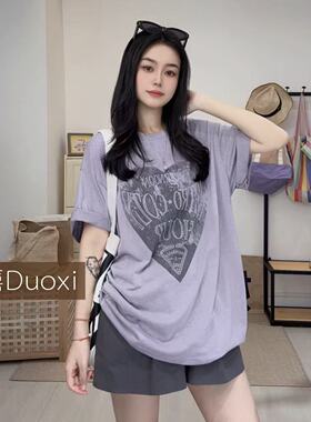 Duoxi+爱心TG2604#短袖T恤女夏季新款休闲日常显瘦百搭上衣