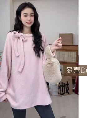 Duoxi+氛围至上G556#秋冬新款宽松休闲小众设计感长袖打底上衣