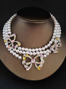 水晶玻璃合金圆珠链女百搭短项链