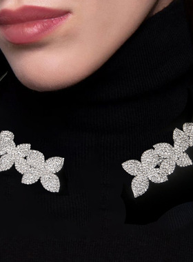 欧美时尚奢华满钻叶子开口项圈女