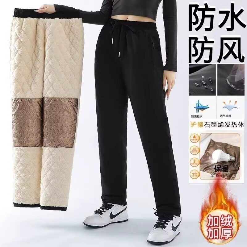 东北冲锋裤男女防水抗寒超厚保暖零下40度哈尔滨雪乡大码羊羔绒裤