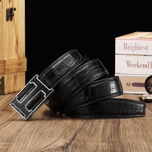 2026春夏男士鳄鱼皮皮带真皮纯肚皮奢侈品商务男裤腰带自动扣男款