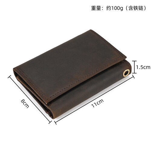 2026春夏热款疯马皮钱包真皮短款钱包复古男士零钱包牛皮休闲三折