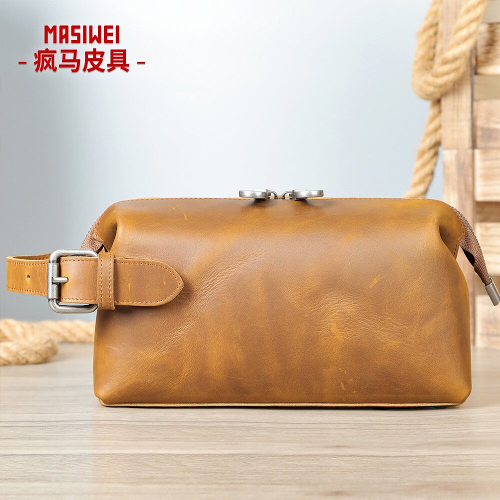 2026春季跨境复古男士手包头层牛皮真皮休闲男包手抓包大容量