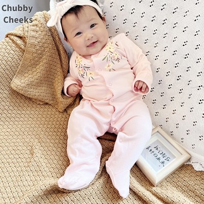 新生婴儿四季包脚长袖连体衣纯棉
