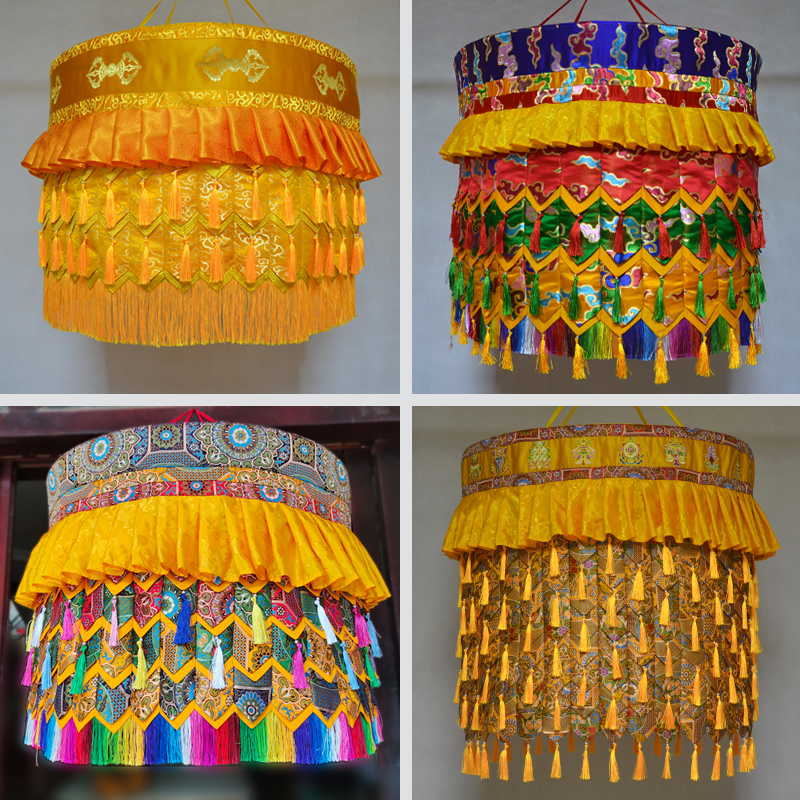 藏式黃色祥云寶幢亮色厚面料