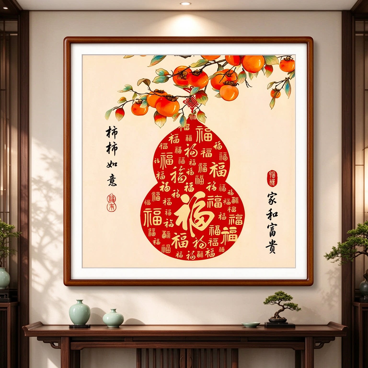 蒙娜丽莎十字绣柿柿如意家和富贵2026新款客厅福字寓意好线绣葫芦