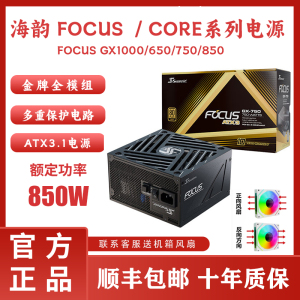 海韵电源FOCUS GX750金牌全模组650W台式机电脑电源850W1000W白色