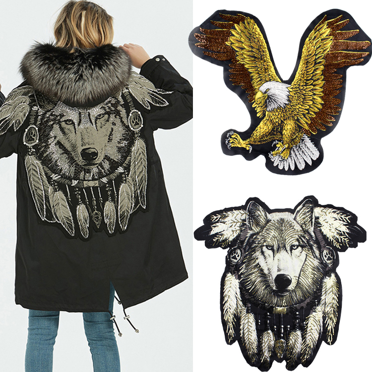 超大号面积印花布料亮片绣花虎头