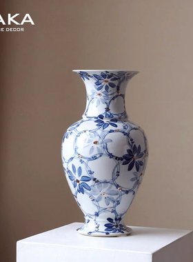 宋氏美学中式青花瓷陶瓷花瓶景德镇落地大号客厅插花高级摆件花器
