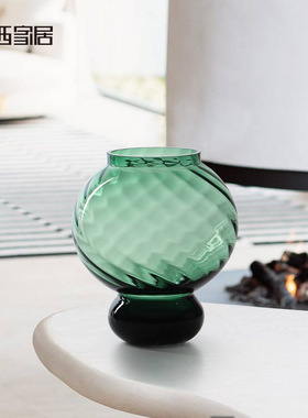 【Taka】扭楞玻璃花瓶白色透明鲜花高颜值插花瓶高级感轻奢小摆件