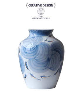 宋氏美学陶瓷花瓶青花瓷景德镇新中式水培插花摆件客厅芍药陶罐