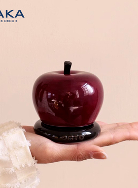 CMYD高颜值平安喜乐苹果牙签罐家居平安果陶瓷牙线收纳罐装饰摆件