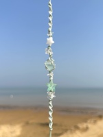 野生手作/夏日清涼薄荷糖水晶原石手鏈/macrame手工編織手鏈/原創(chuàng)