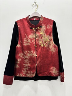 涵琇88437妈妈秋装国风金丝绒套装洋气中式马甲上衣春秋两件套