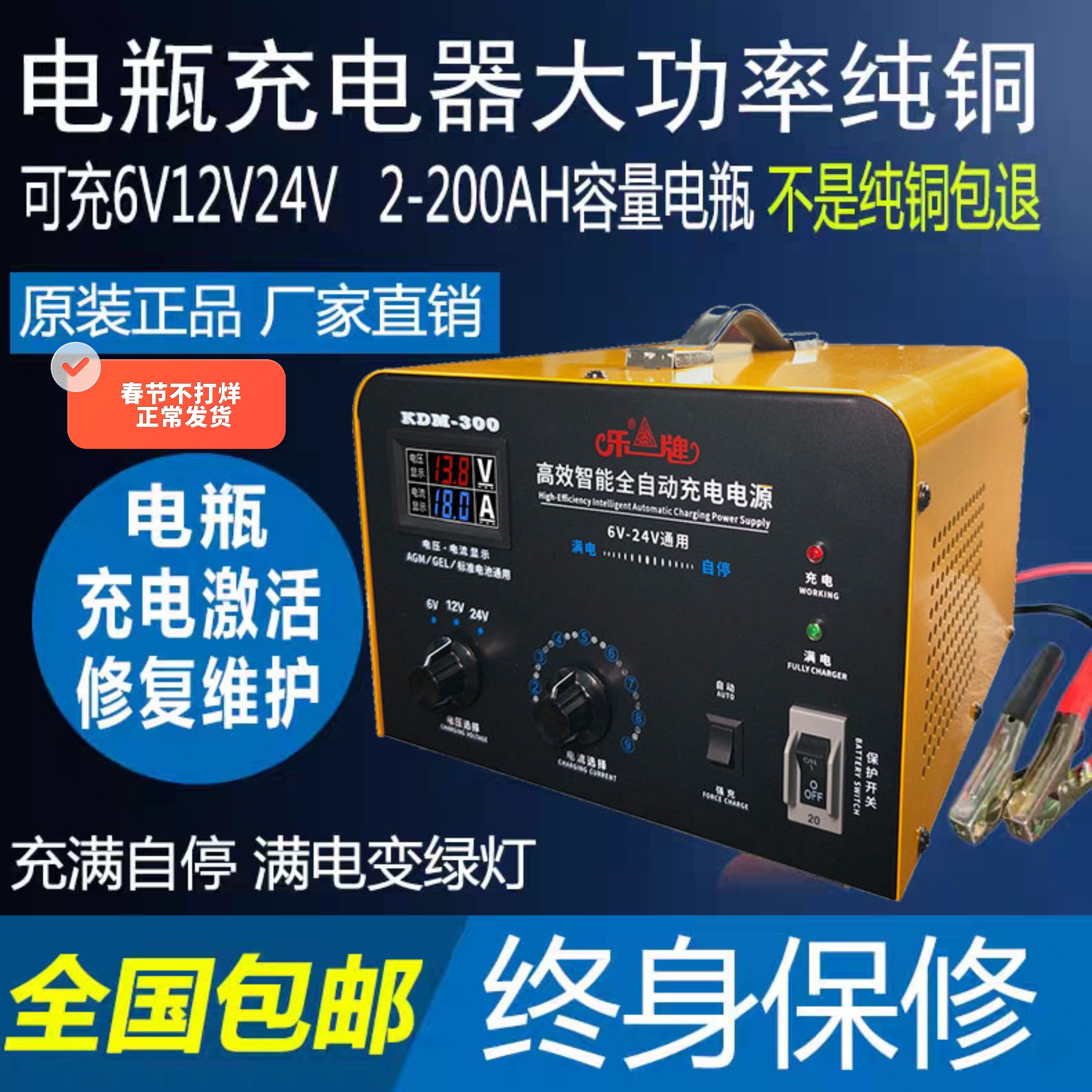 乐牌汽车电瓶充电器12V24V大功率