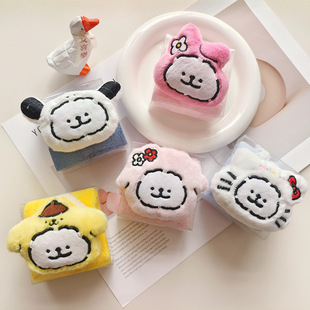 毛巾加厚儿童洗脸巾幼儿园回礼品 卡通线条小白狗毛巾擦手巾可挂式