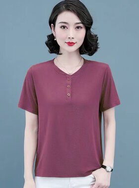 中老年纯棉短袖t恤女士宽松体恤