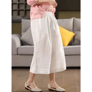 高腰宽松显瘦外穿休闲裤 薄款 直筒阔腿裤 新款 潮 七分裤 阔腿裤 女夏季