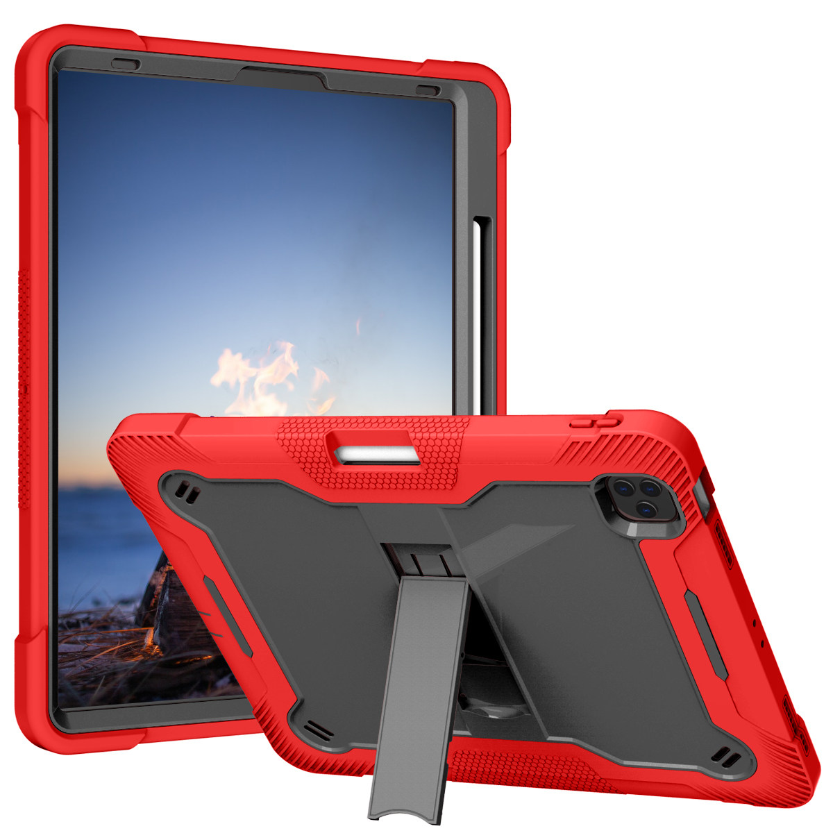 适用苹果iPad Pro 12.9(2018/2020/2021/2022)  12.9 英寸 带笔槽 硅胶平板保护套 军工级防摔 防压弯
