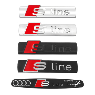 奥迪Sline叶子板侧标A3A4LA6LQ3Q5A5中网标金属车标尾标装饰车贴