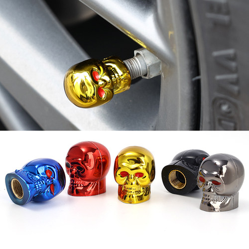 新骷髅头汽车轮胎气门嘴帽个性改装摩托车电动车气门芯帽盖通用型