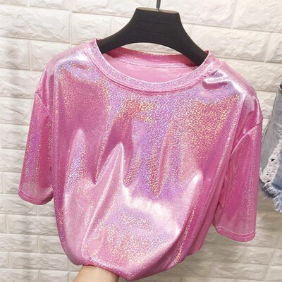 Glittering reflective loose T-shirt for women闪闪反光宽松T恤