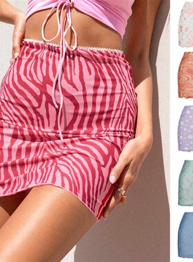 Hot sale sexy print high-waisted double skirt 印花双层半身裙